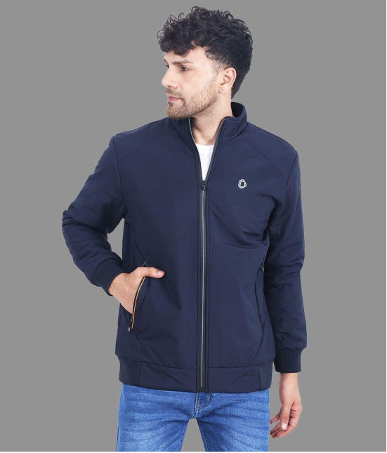 Dollar - Navy Blue PU Leather Regular Fit Men''s Windcheater Jacket ( Pack of 1 ) - None