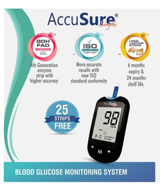 Accusure india SIMPLE METER WITH 25 STRIPS TD: 4183 Expiry March 2024