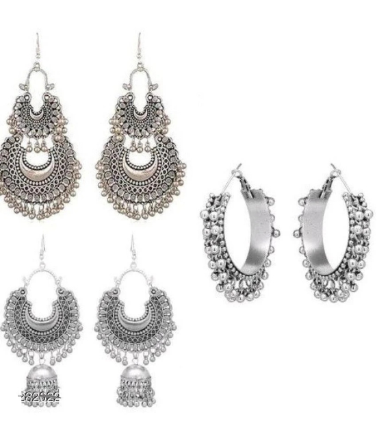 Samridhi DC Silver Jhumki Earrings ( Pack of 3 ) - Silver