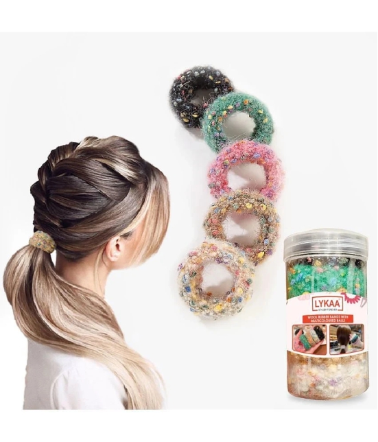 Lykaa Soft Stretchable hair rubber band hair ties ponytail holder hair Band - Pack of 5 (Multicolor) - Multi