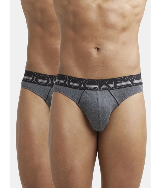 Jockey US17 Men Super Combed Cotton Rib Solid Brief - Charcoal Melange (Pack of 2) - None