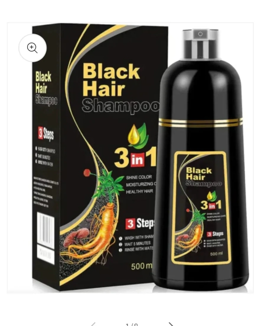 BLACK HAIR DYE SHAMPOO 3-IN-1 (NO SIDE EFFECT)(PACK OF 2)(BUY 1 GET 1 FREE)