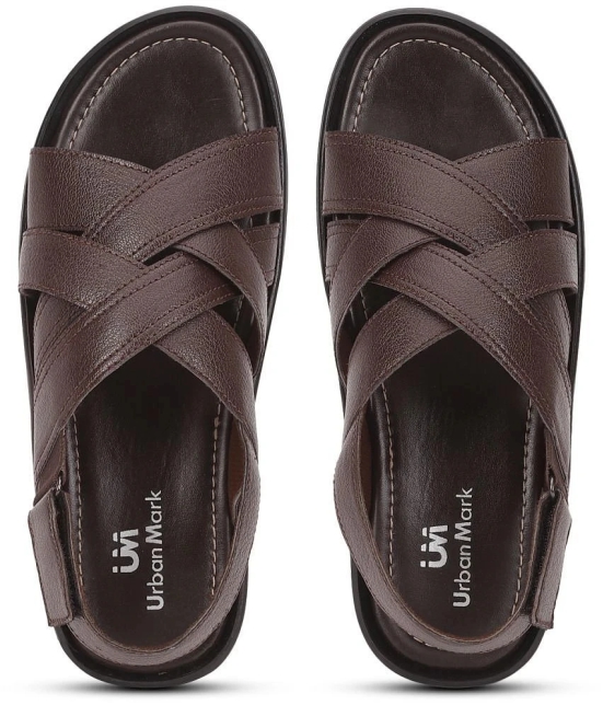 UrbanMark Men Comfortable Faux Leather Slip-On Floaters Sandals - None