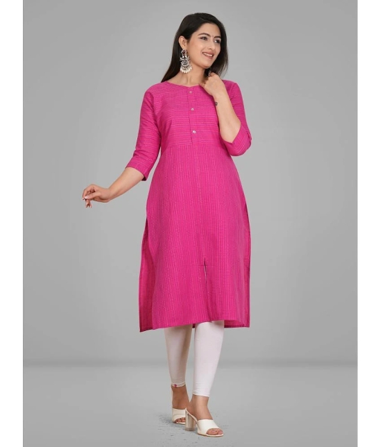 Parastri Cotton Embroidered Front Slit Womens Kurti - Pink ( Pack of 1 ) - None