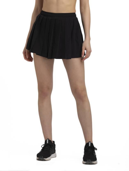 Women Solid Pleated Black Skirt