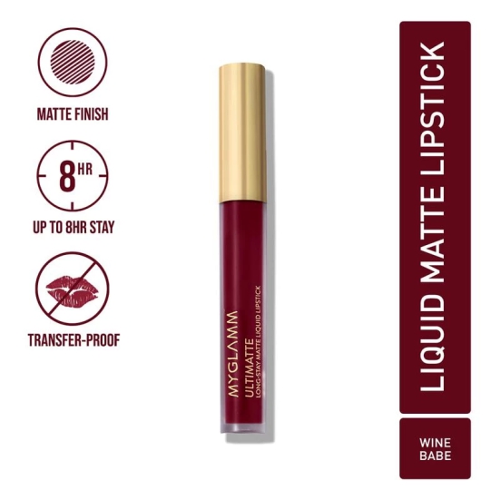 MyGlamm Ultimatte Long-Stay Matte Liquid Lipstick  - Wine Babe (Deep Wine Shade) | Long Lasting, Waterproof Liquid Lipstick