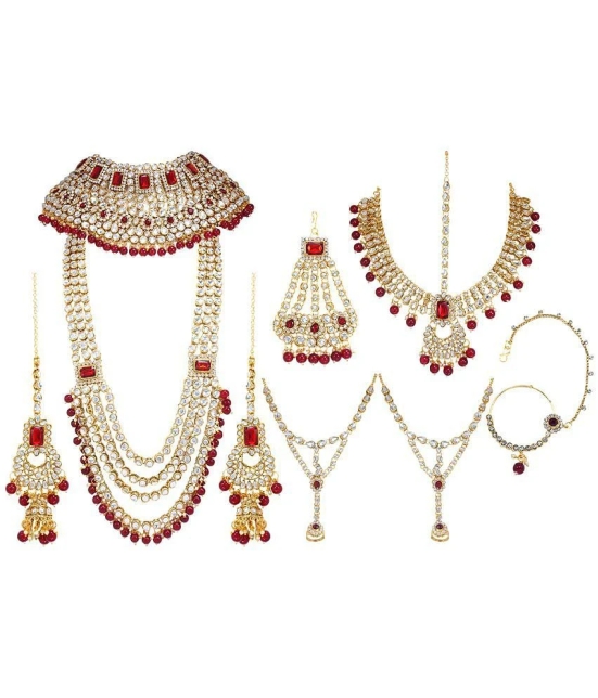 Padmavati Bangles Maroon Alloy Necklace Set ( Pack of 1 ) - Maroon