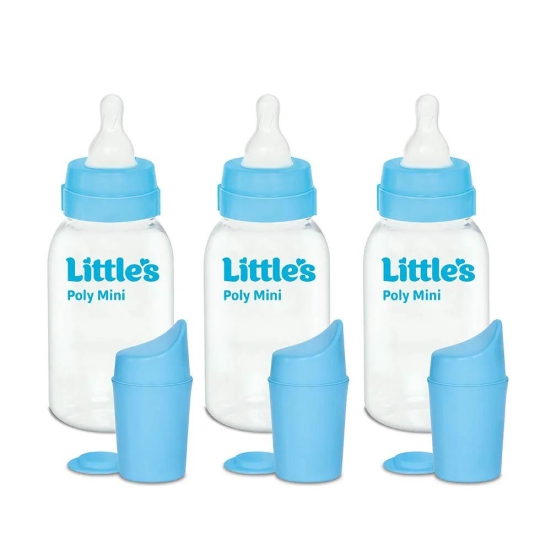 Littles Poly Mini Feeding Bottle | Tumbler, Sipper & Silicon Nipple -120 ml