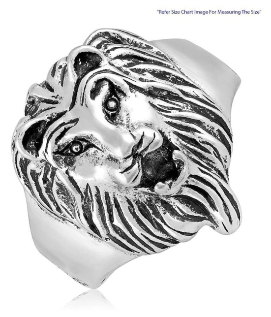 Asmitta Excellent Lion Shape Silver Plated Finger Ring For Men - None