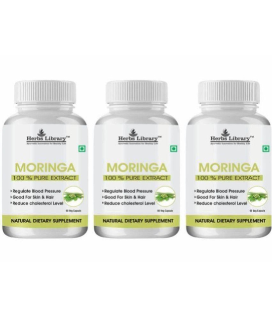 Herbs Library Moringa Extract helps in maintaing Metabolism & Digestion 60 Capsules Each (Pack of 3)
