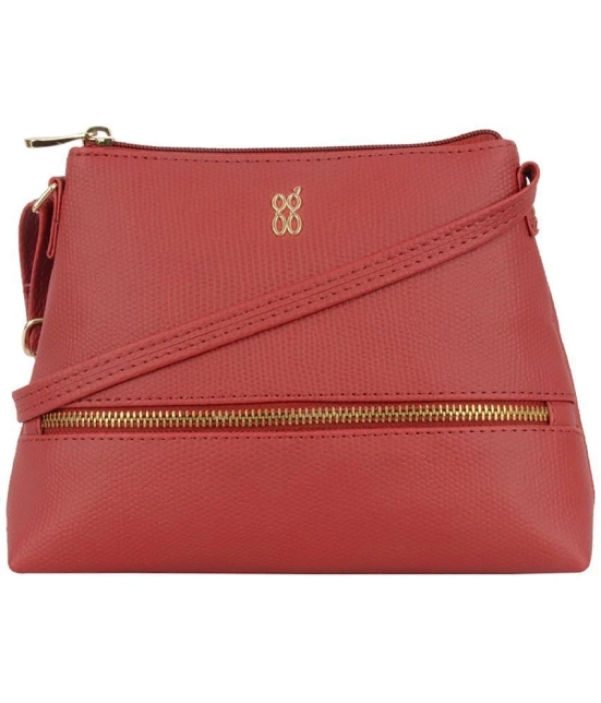 Baggit Red Faux Leather Sling Bag - Red