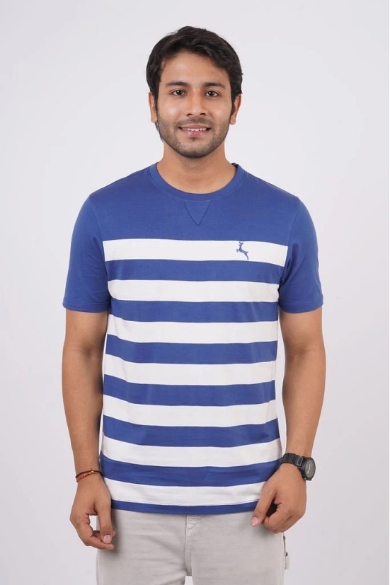 Men's True Navy Striped Crew Neck T-Shirt