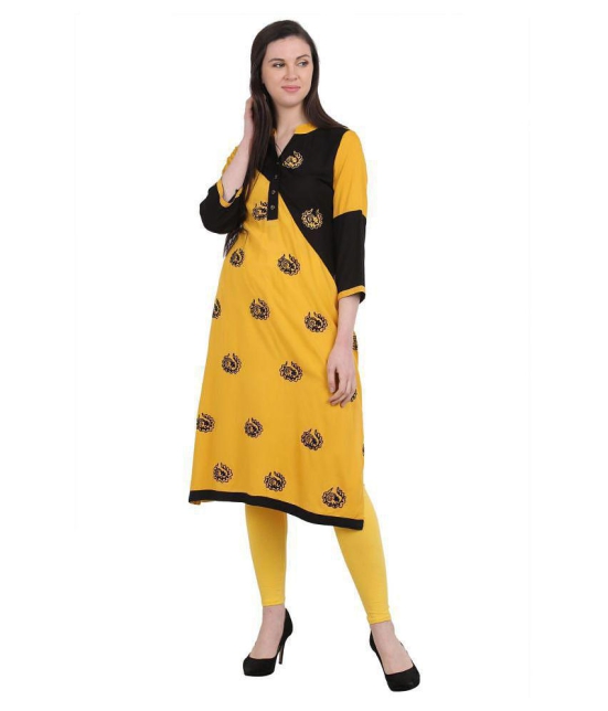 SAAKAA - Yellow Rayon Womens Straight Kurti - XXL