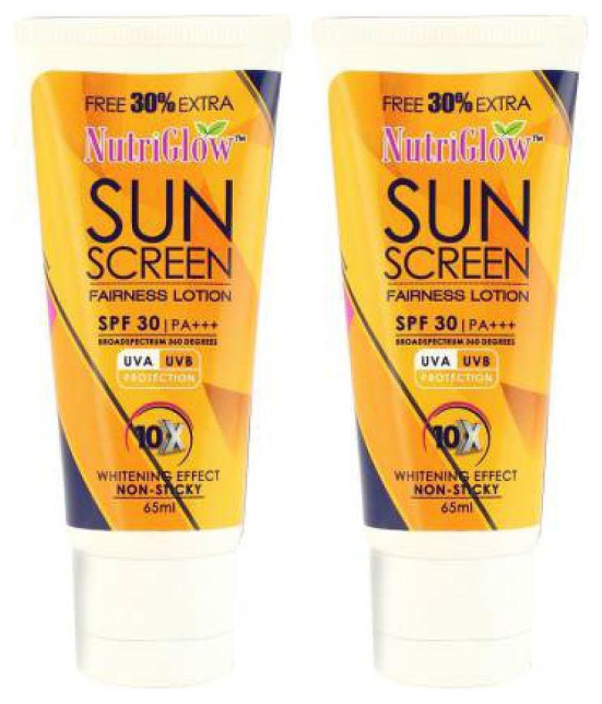 NutriGlow Sunscreen Fairness Lotion SPF 30 PA+++ for Glowing, Nourished Skin Long Lasting Fragrance 65 ml each (Pack of 2)