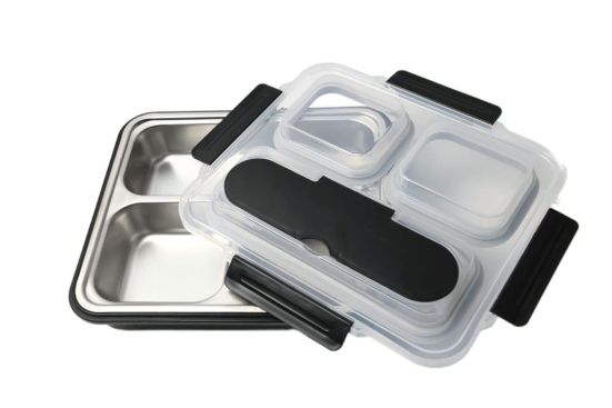 Femora High Stainless Steel, 3 Compartment Container Lunch Box for Office-College-School - (3 Pots)?
