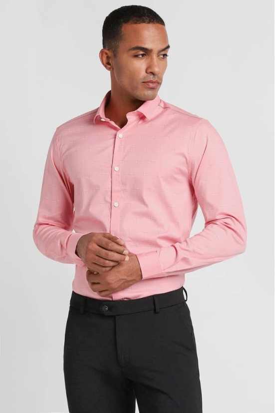 Men Pink Super Slim Fit Formal Full Sleeves Formal Shirt