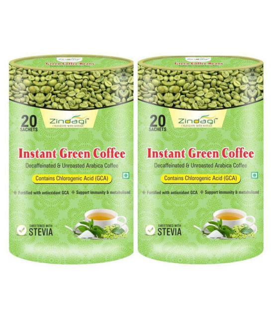 Zindagi Instant Green Coffee Powder - Green Coffee Beans Powder - Weight Loss 20 gm Pack of 2