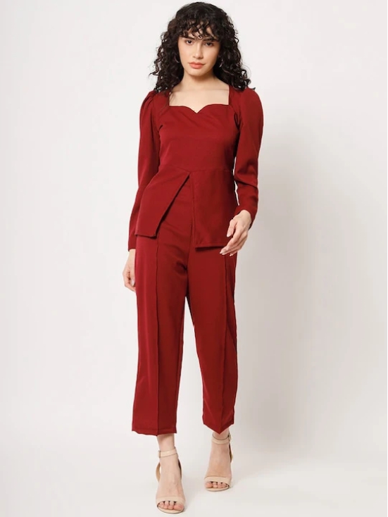 Slim Fit Sweetheart Neck Top With Trousers