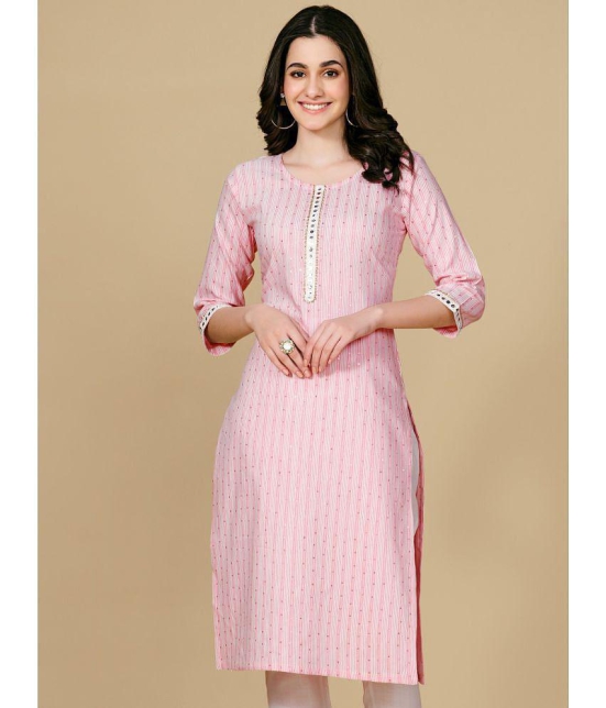 Glomee - Pink Cotton Blend Women's Straight Kurti ( Pack of 1 ) - None