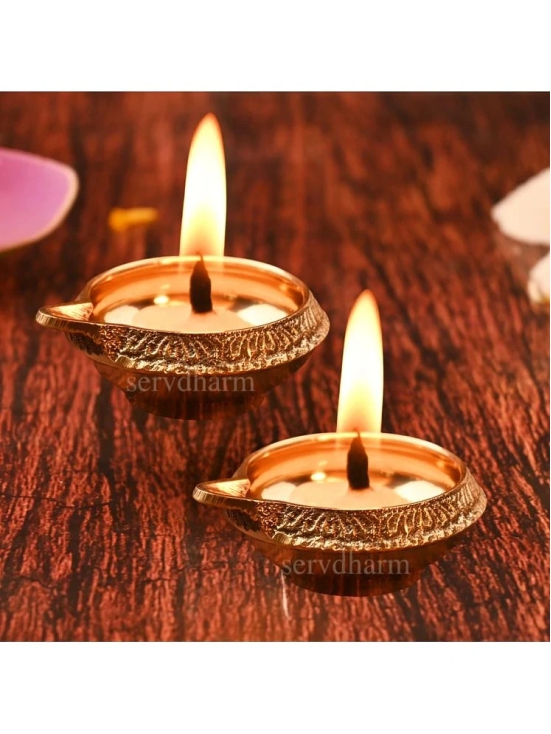 ServDharm Diya 2 Kuber Brass Diya ( Pack of 2 )