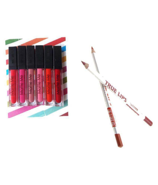 ADS Matte Me Ultra Smooth Liquid Lipstick Set Of 6 Free 2 Lip Pencil 6 ml