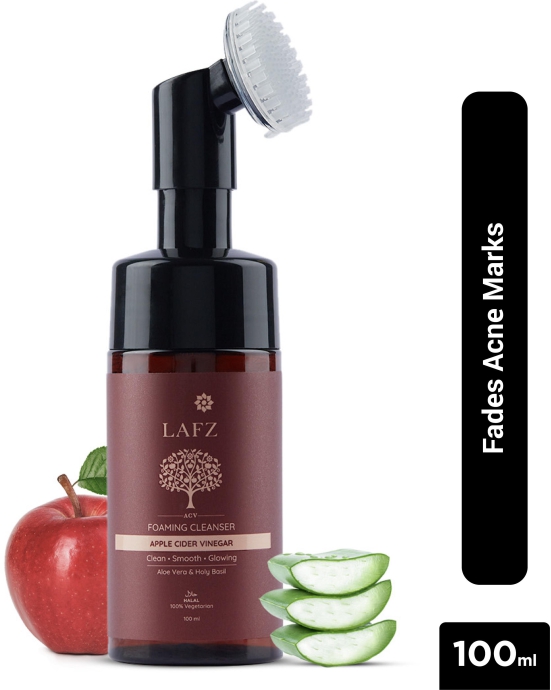 LAFZ Apple Cider Vinegar Foaming Face Wash | Built-in Brush For Deep Cleansing | With Aloe Vera & Basil | For All Skin Types | Face Wash For Men & Women - 100 ml