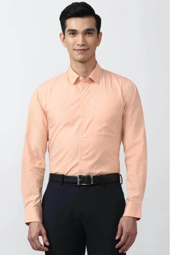 Men Peach Slim Fit Formal Full Sleeves Formal Shirt