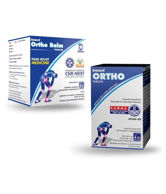 Deemark Ortho Balm 50grm + Ortho Tab 30 for Muscles & Joint Pain Arthritis & Twitching Joint related problems