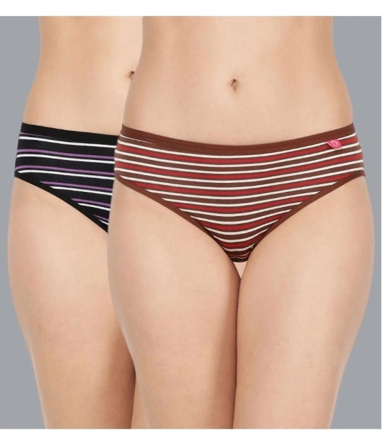 Dollar Missy Pack of 2 Cotton Striped Womens Hipster ( Multi Color ) - None