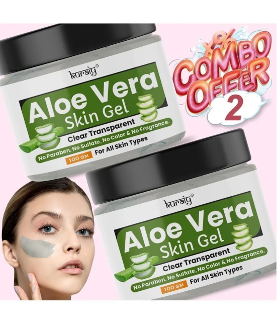 KURAIY Aloe Vera Skin Brightening & Shining Pimple Free Face Gel for All Skin Types 100g Pack of 2