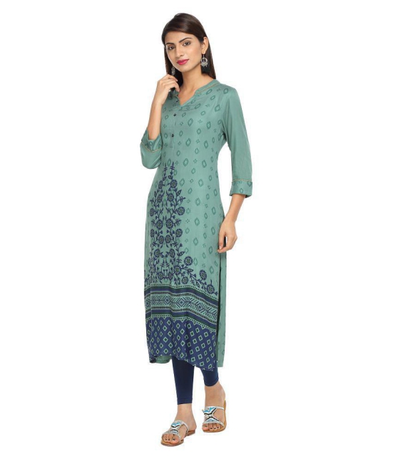 Alena Green Rayon Straight Kurti - L