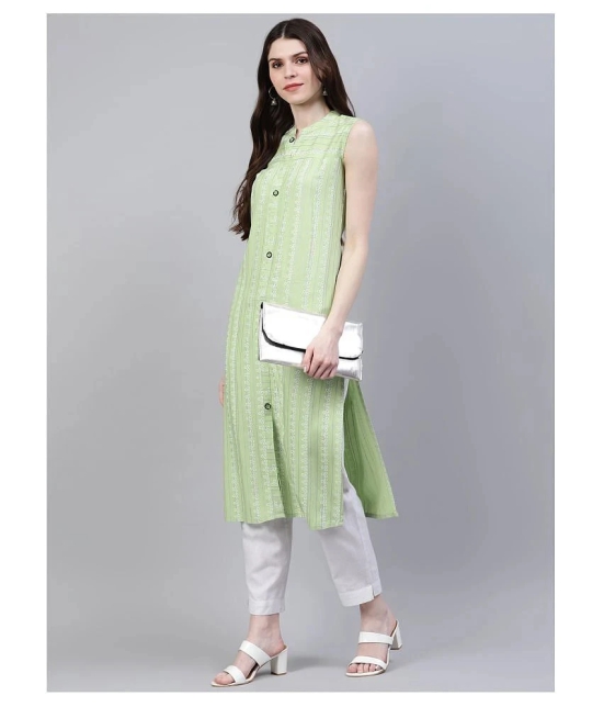 Stylum - Green Rayon Womens Front Slit Kurti - S