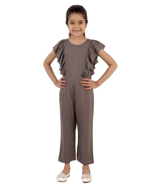 Kids Cave - Grey Rayon Girls Jumpsuit ( Pack of 1 ) - None