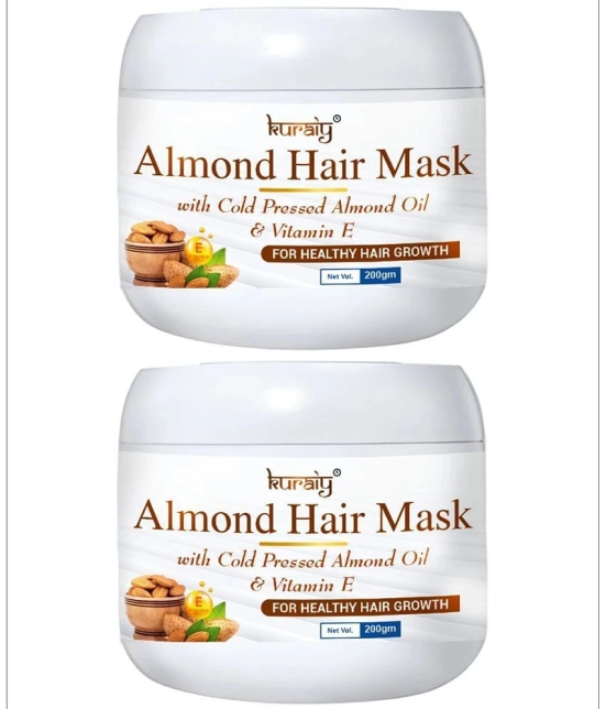 KURAIY Almond Hair Mask With Cold Pressed Almond Oil & Vitamin E For Hair Growth 200g Pack Of 3