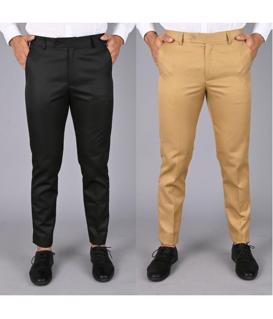 MANCREW Khaki Regular Formal Trouser ( Pack of 2 ) - None