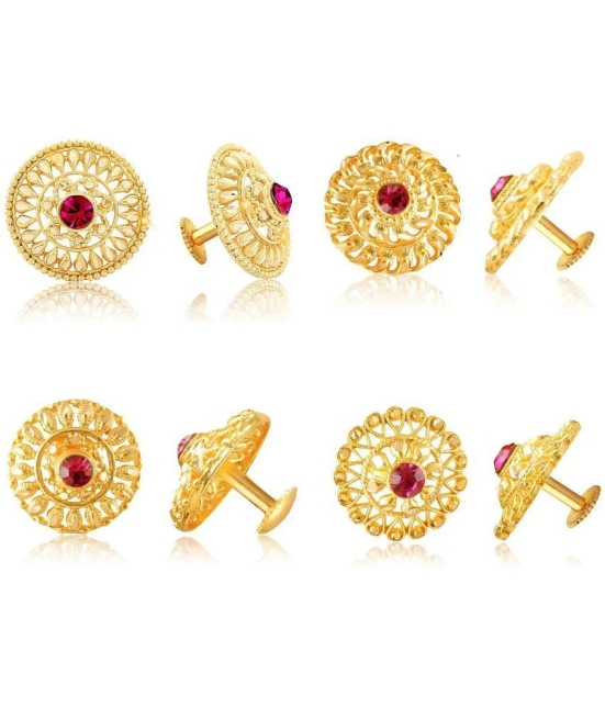 Vighnaharta Everyday wear Gold plated CZ Pink Stone alloy Stud, Earring, Stud Earring for Women and Girls ( Pack of - 4 pair Earring) - VFJ1118-1400-1399-1396ERG - Golden