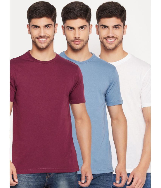 UNIBERRY - White Cotton Blend Regular Fit Men's T-Shirt ( Pack of 3 ) - None