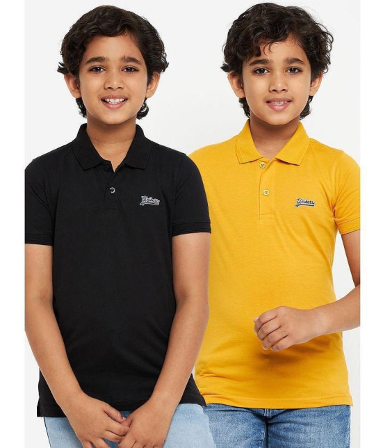 UNIBERRY Black Cotton Blend Boy's Polo T-Shirt ( Pack of 2 ) - None