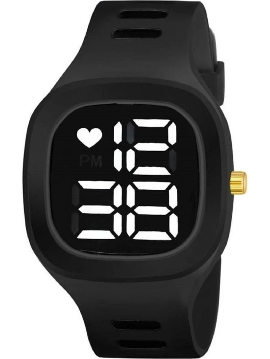 Rhonium Black Silicon Digital Mens Watch