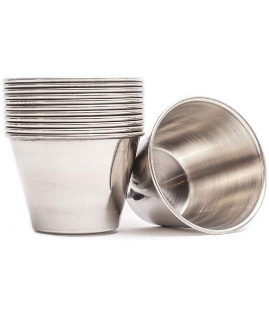 Dynore - Sauce Cup 75 ml Stainless Steel Chip&Dip Bowl 75 mL ( Set of 12 ) - Silver