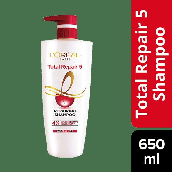 Loreal Paris Total Repair 5 Repairing Shampoo With Keratin Xs, 650 Ml