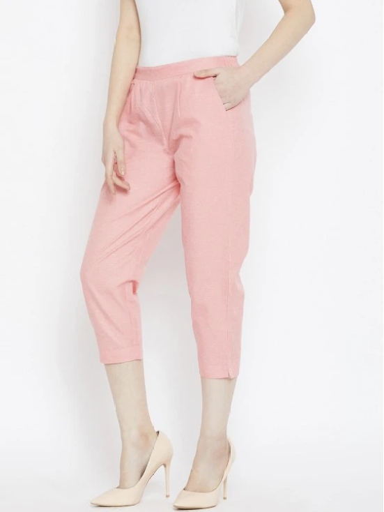 Women Peach-Coloured Relaxed Cigerette Trousers