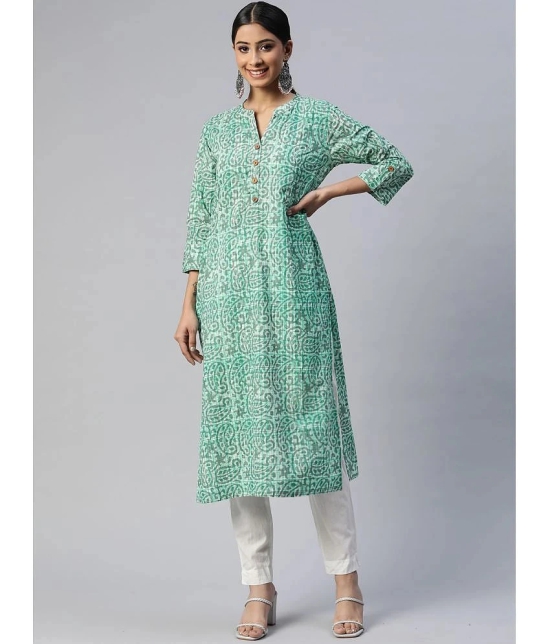 SVARCHI - Green Cotton Womens Straight Kurti ( Pack of 1 ) - None