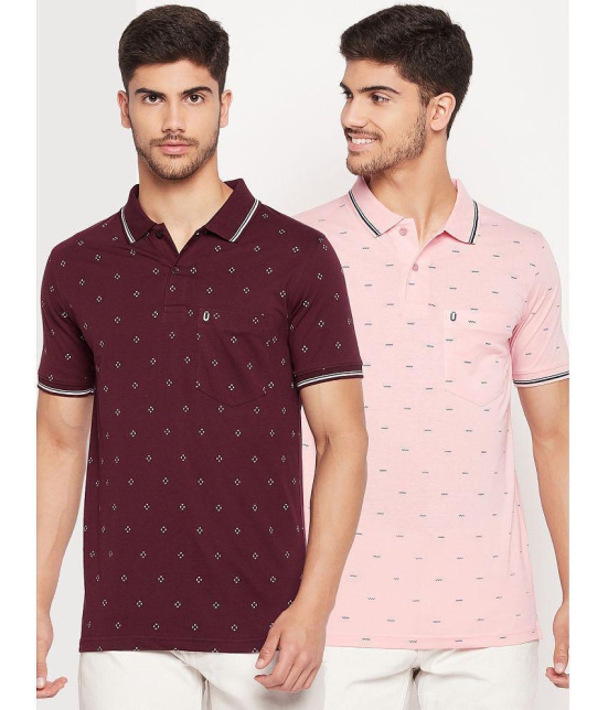 UNIBERRY - Maroon Cotton Blend Regular Fit Men's Polo T Shirt ( Pack of 2 ) - None