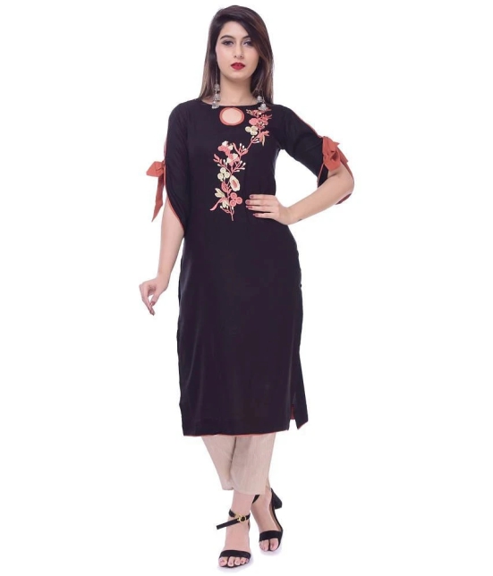 Maquien - Black Rayon Womens Straight Kurti - 5XL