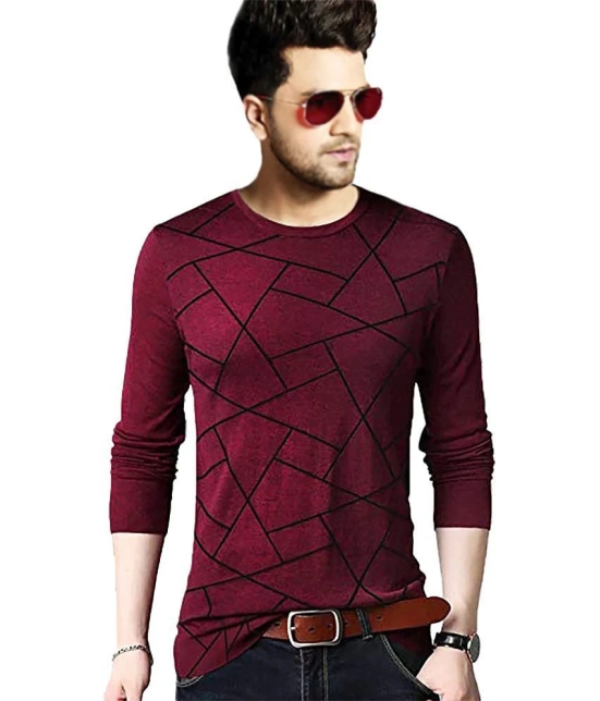 Leotude - Maroon Cotton Blend Regular Fit Mens T-Shirt ( Pack of 1 ) - None