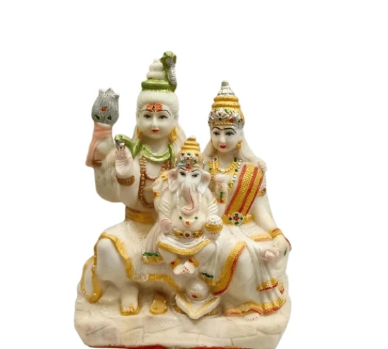 Idol Collections Lord Shiva Parvathi With Ganesh Statue | Un-Breakable Made of Fibre