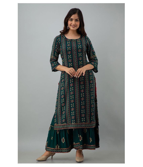 Lee Moda - Green Straight Rayon Women's Stitched Salwar Suit ( Pack of 1 ) - XXL