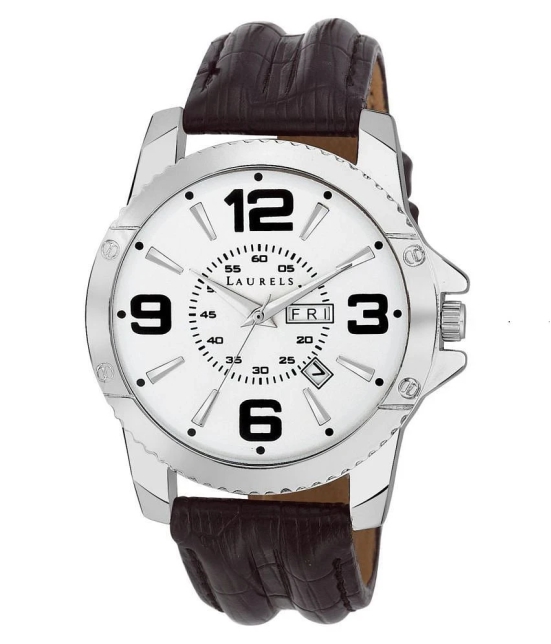 Laurels Silver Color Day & Date Analog Mens Watch With Strap:  LWM-Zd-070907