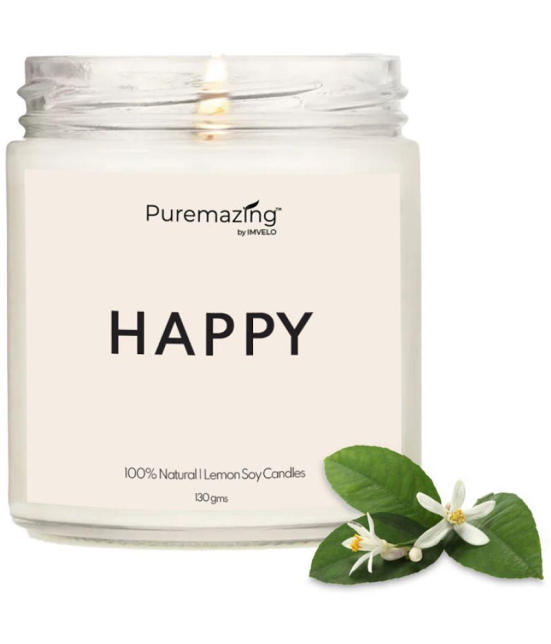 Puremazing - White Lemon Jar Candle 8 cm ( Pack of 1 )